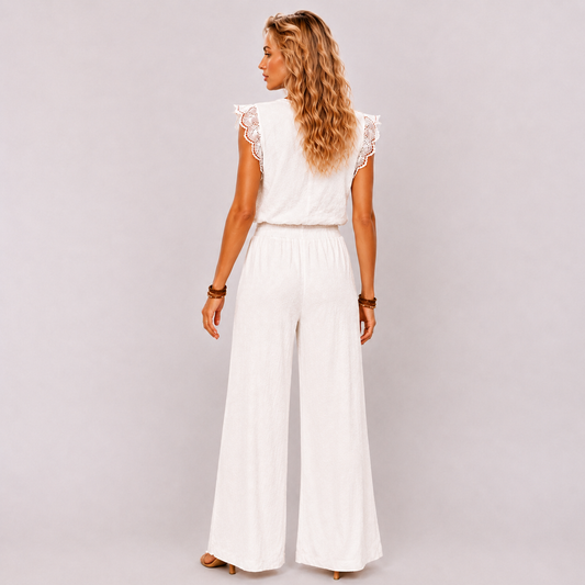 Women's Sleeveless Lace 2-Piece Set – Top & Pants