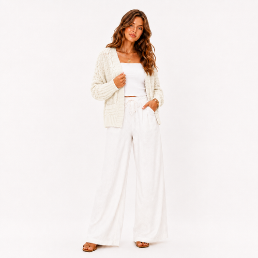 Cardigan de Malha com Bolsos para Mulher