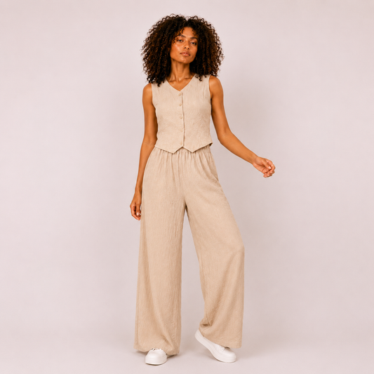 Women's Linen Vest & Pants 2-Piece Set