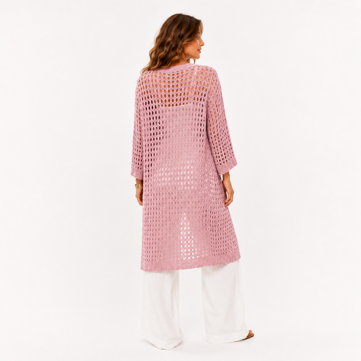 Cardigan Comprido de Malha Aberta para Mulher