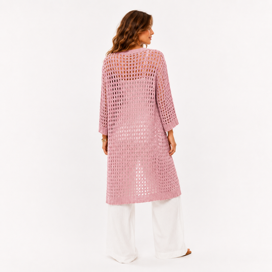 Cardigan Comprido de Malha Aberta para Mulher