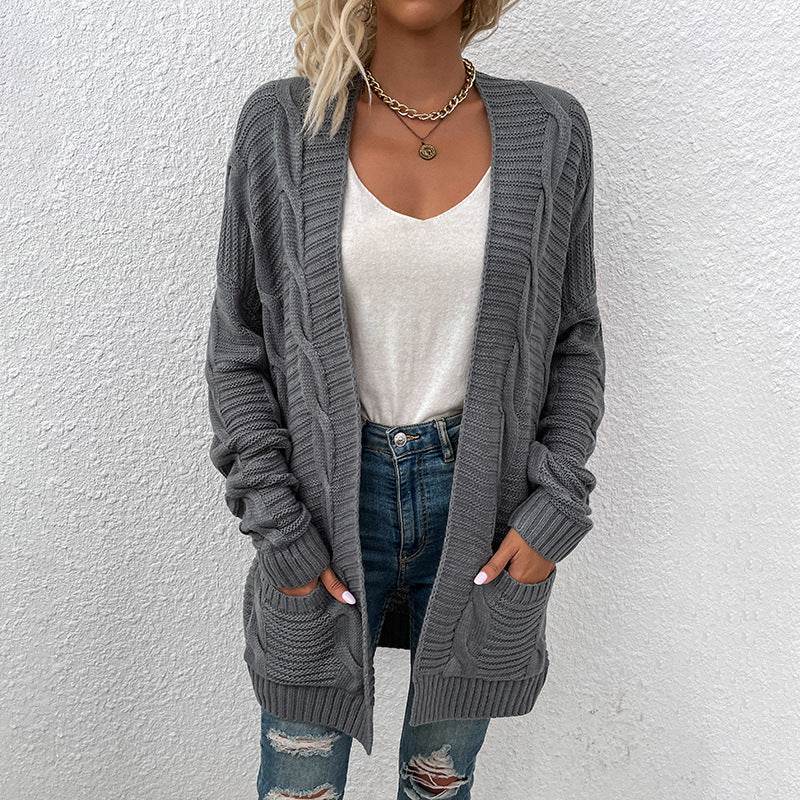 Cardigan de Malha com Bolsos para Mulher