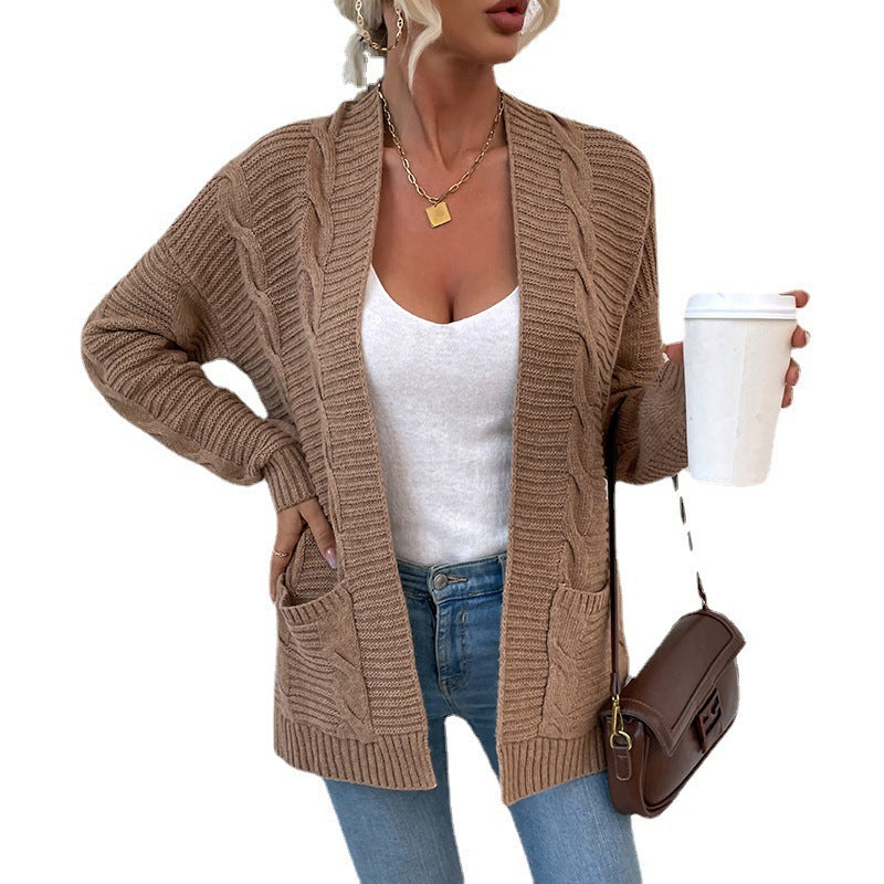Cardigan de Malha com Bolsos para Mulher