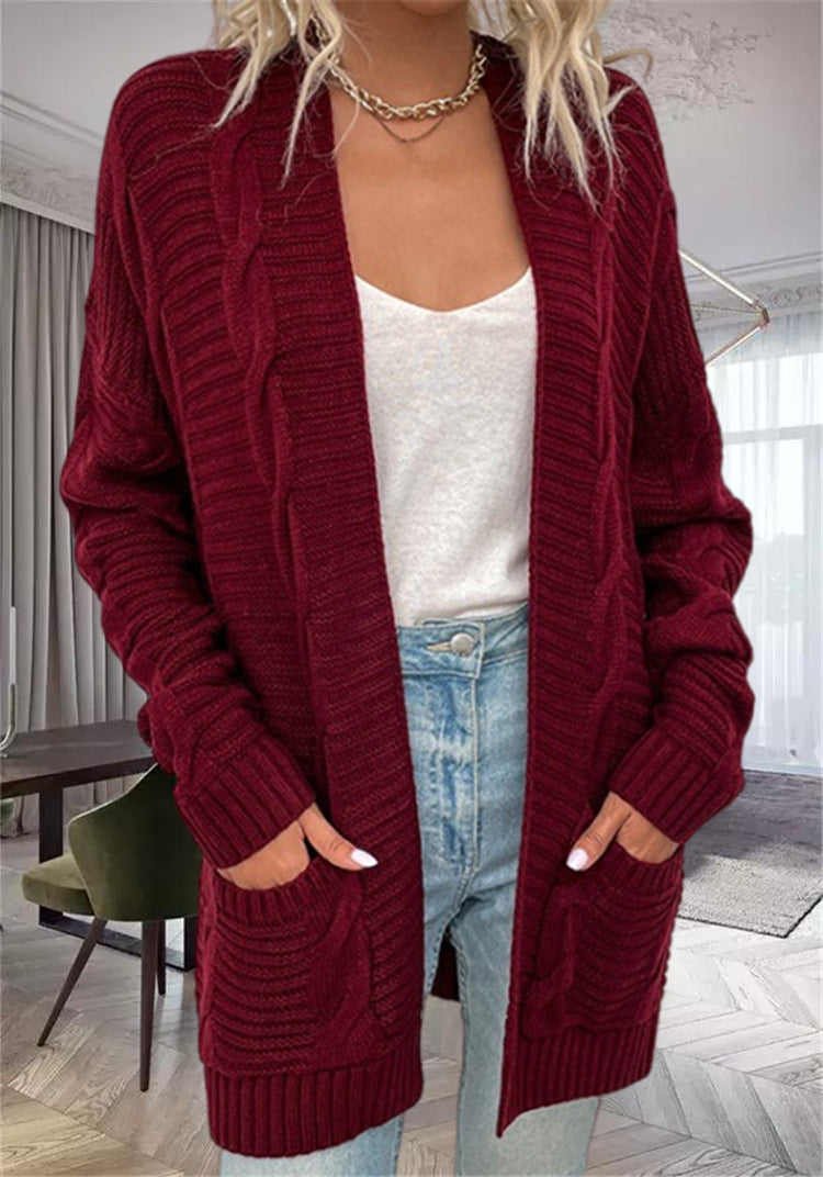 Cardigan de Malha com Bolsos para Mulher
