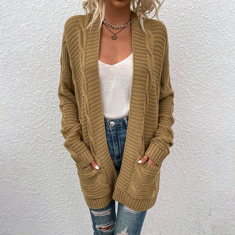 Cardigan de Malha com Bolsos para Mulher