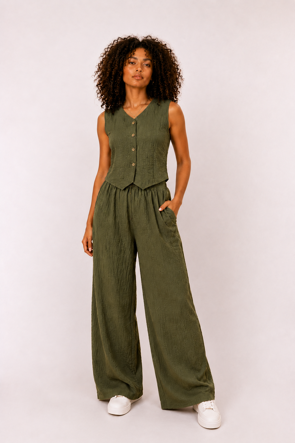 Women's Linen Vest & Pants 2-Piece Set