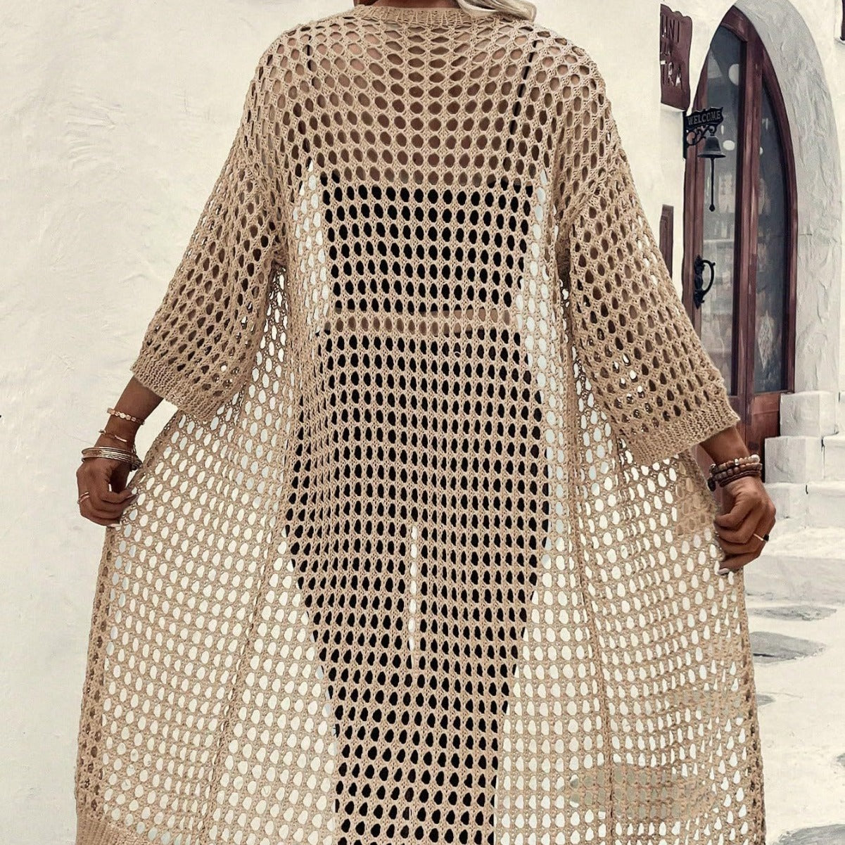 Women's Long Open-Knit Cardigan