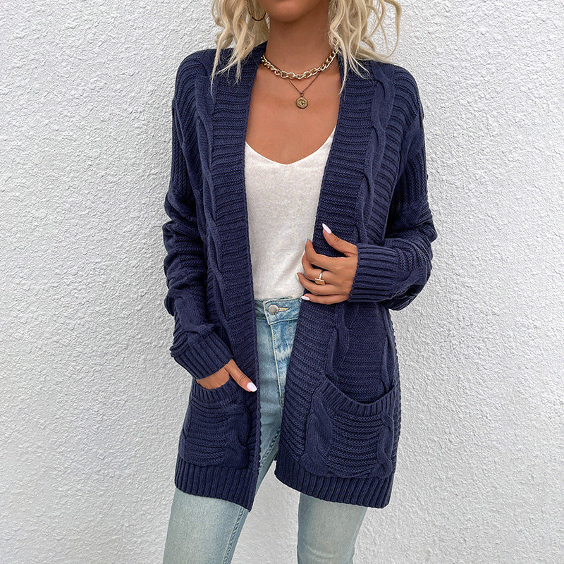 Cardigan de Malha com Bolsos para Mulher